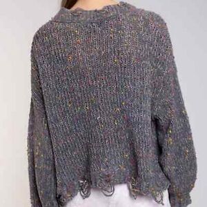 POL Distressed knot Confetti Sweater size large